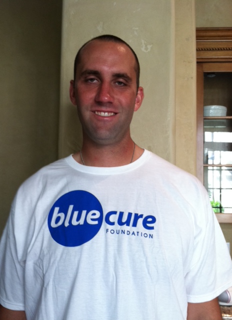 Matt Schaub in Blue Cure shirt