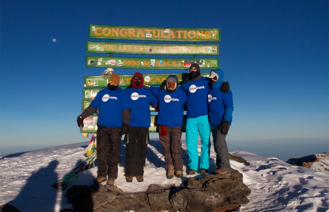 Blue Cure supporters on Mount Kilimanjaro