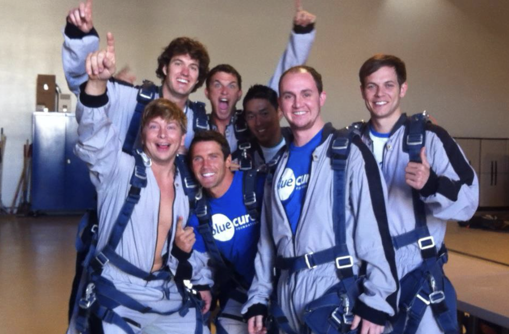Blue Cure supporters skydiving for awareness