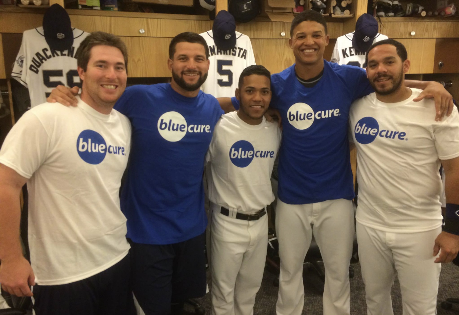 MLB players wearing Blue Cure shirts