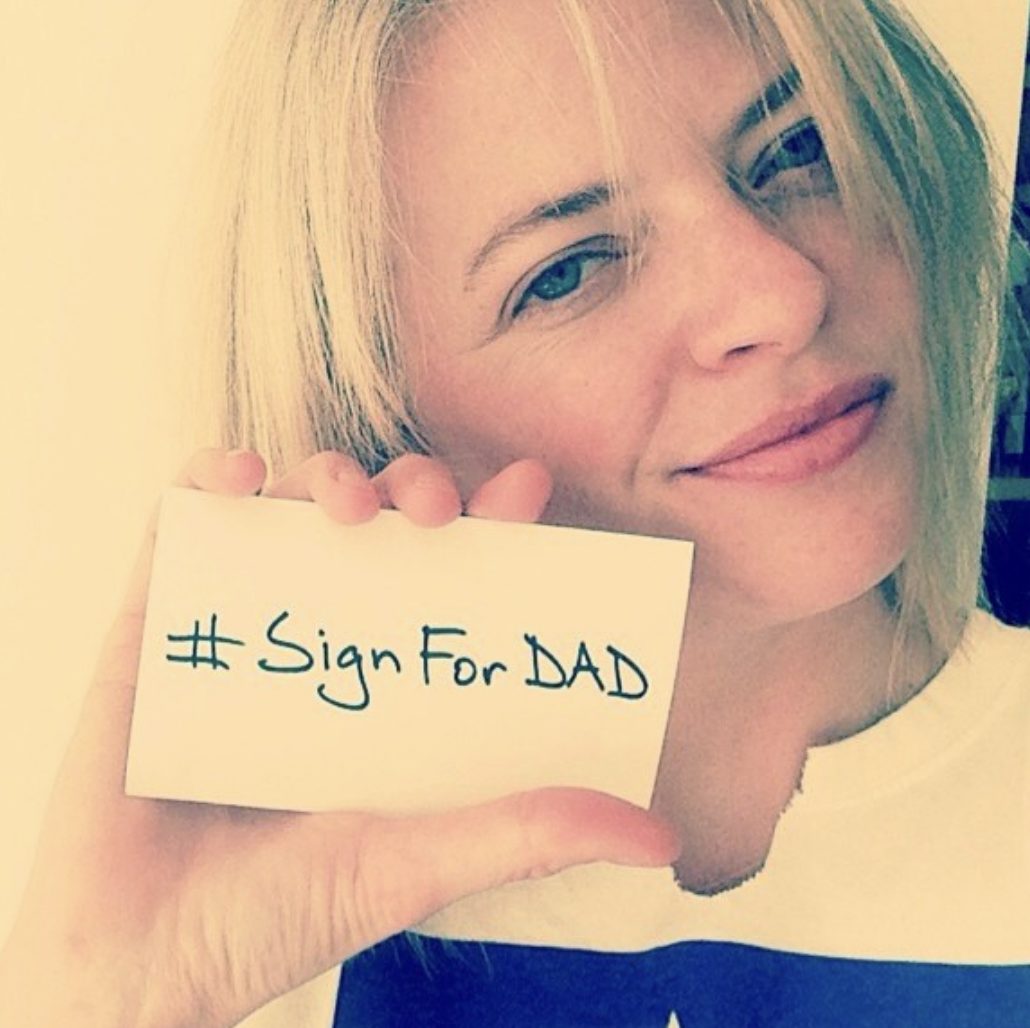 Jenny Johnson with Sign For Dad