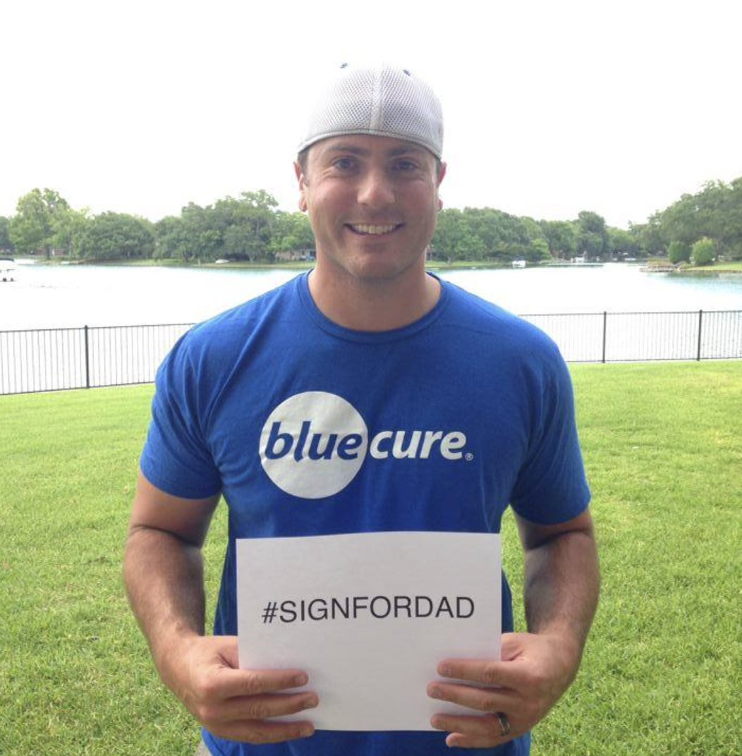 NFL Player Ryan Pontbriand with Sign For Dad
